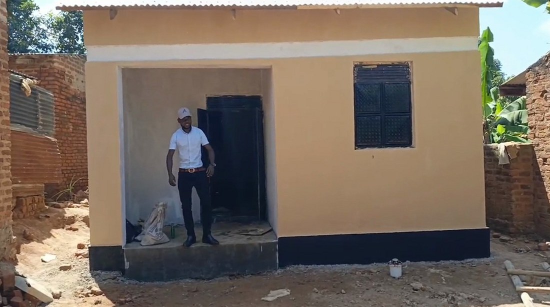Julius's finished house, plastered and painted