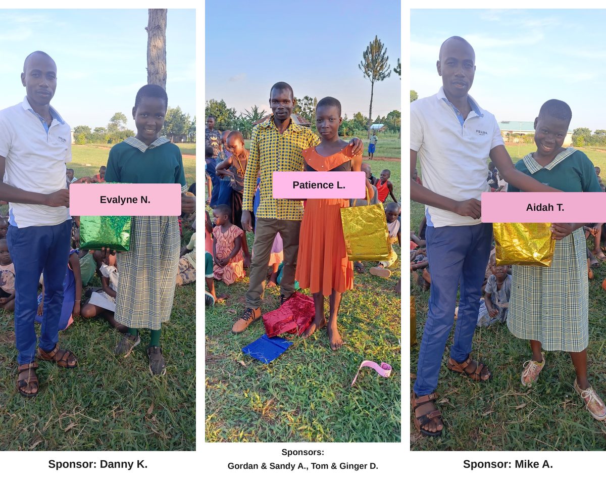 September birthday children at Great Love Junior Academy, each labeled with first name and sponsor