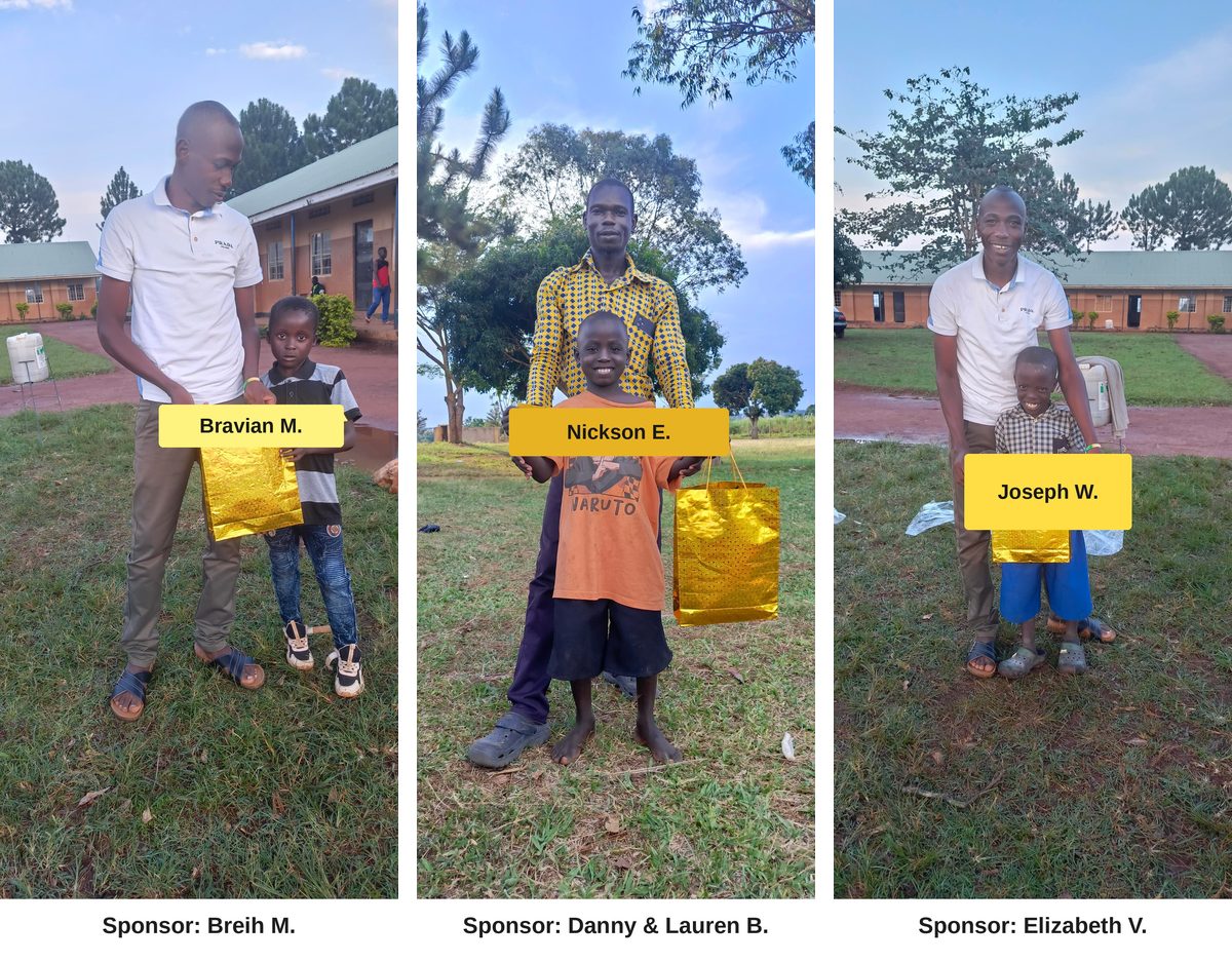 Newly sponsored scholarship children, each labeled with first name and sponsor